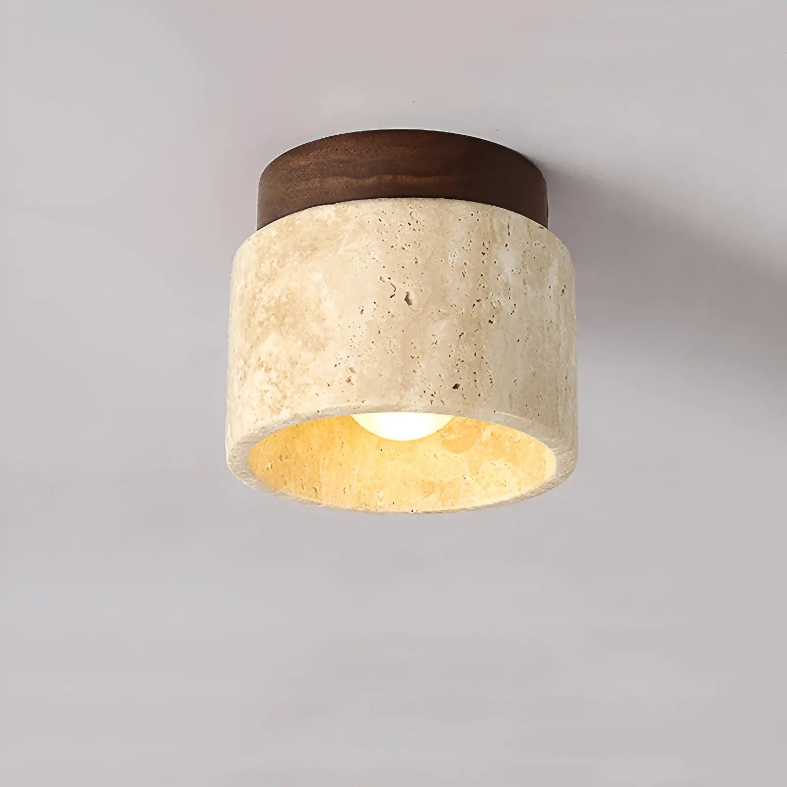 LumiZen Luxe - Japan-Inspired LED Mood Light with Travertine and Wood