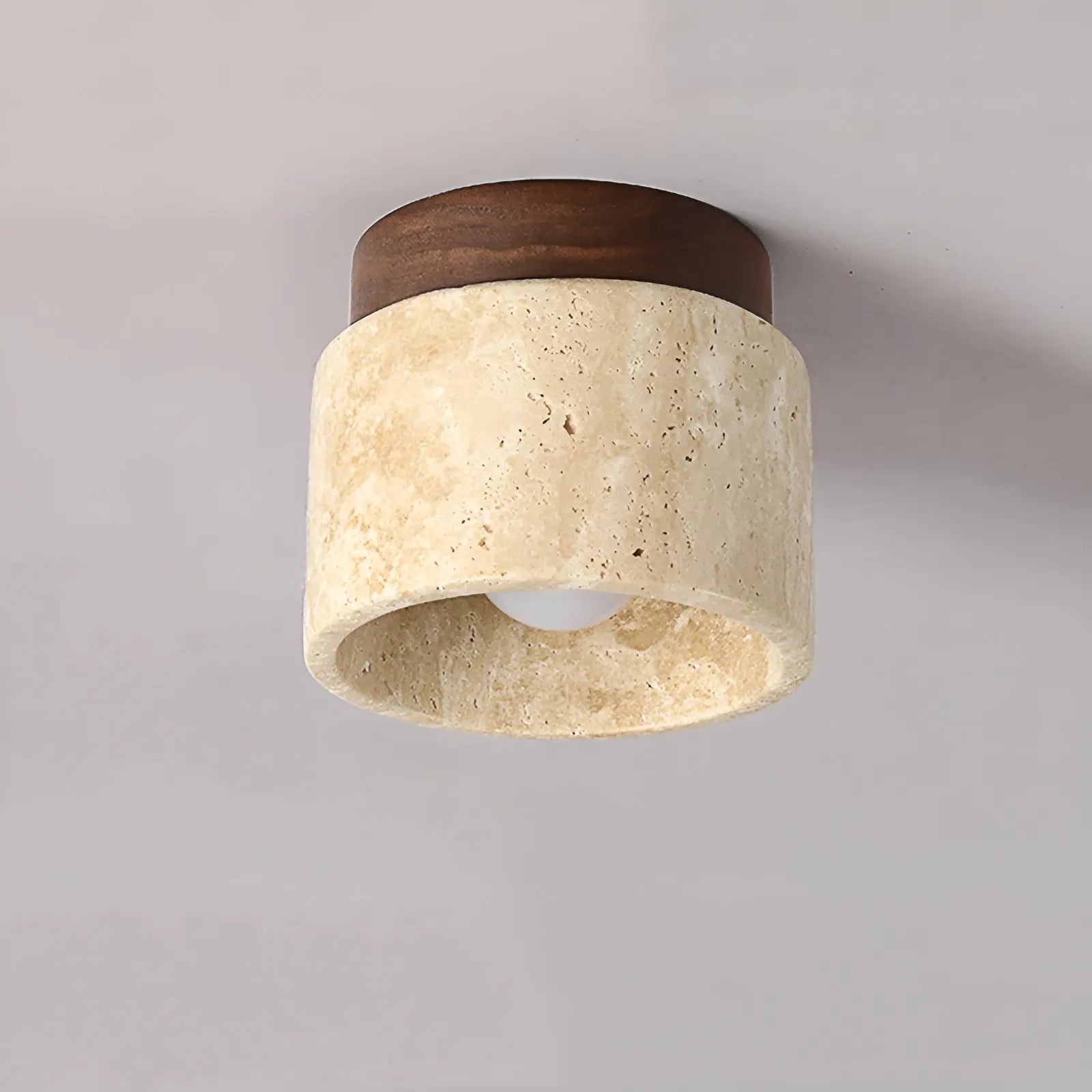 LumiZen Luxe - Japan-Inspired LED Mood Light with Travertine and Wood