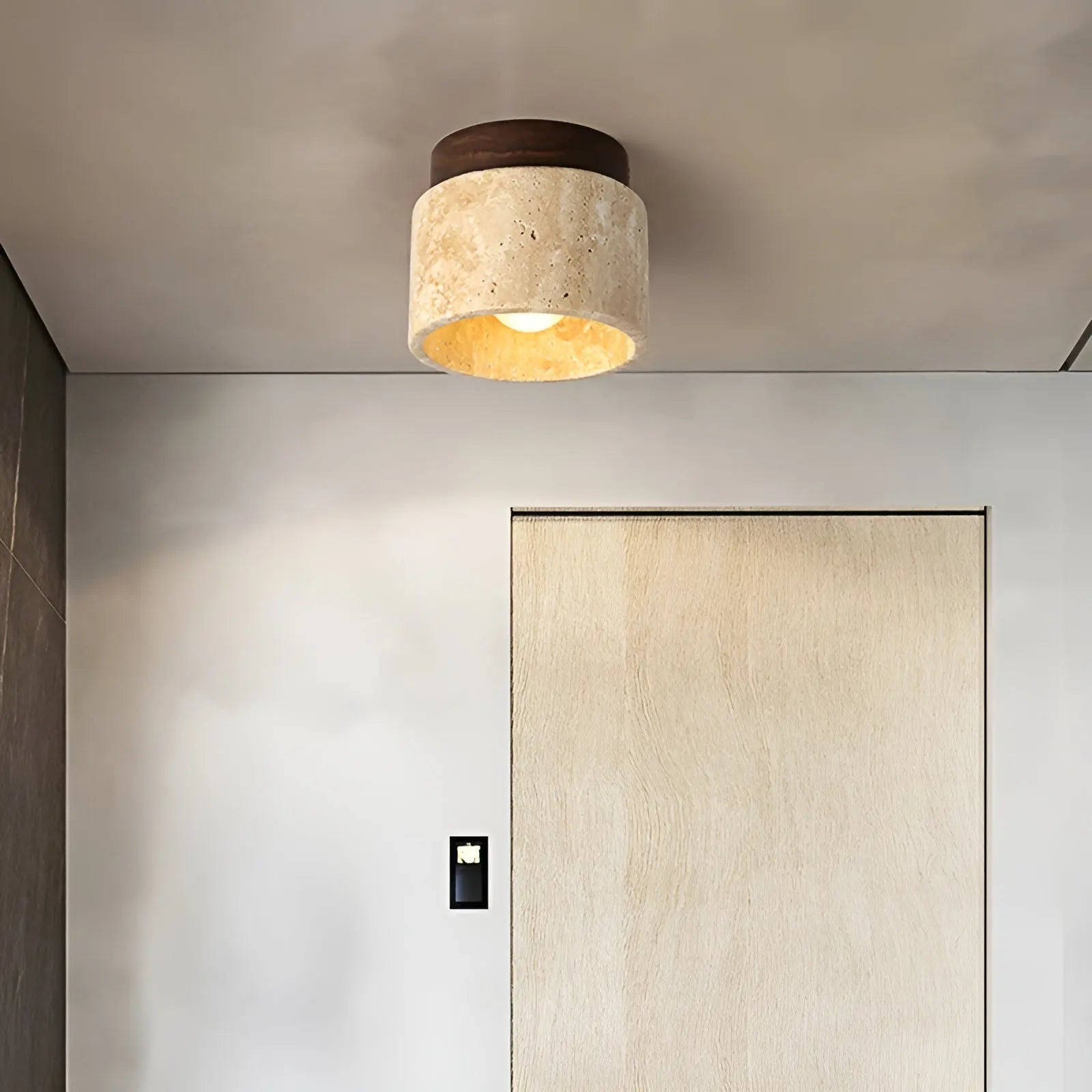 LumiZen Luxe - Japan-Inspired LED Mood Light with Travertine and Wood